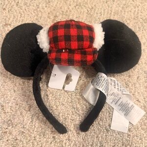 Disney Black and Red Plaid Ear Headband
